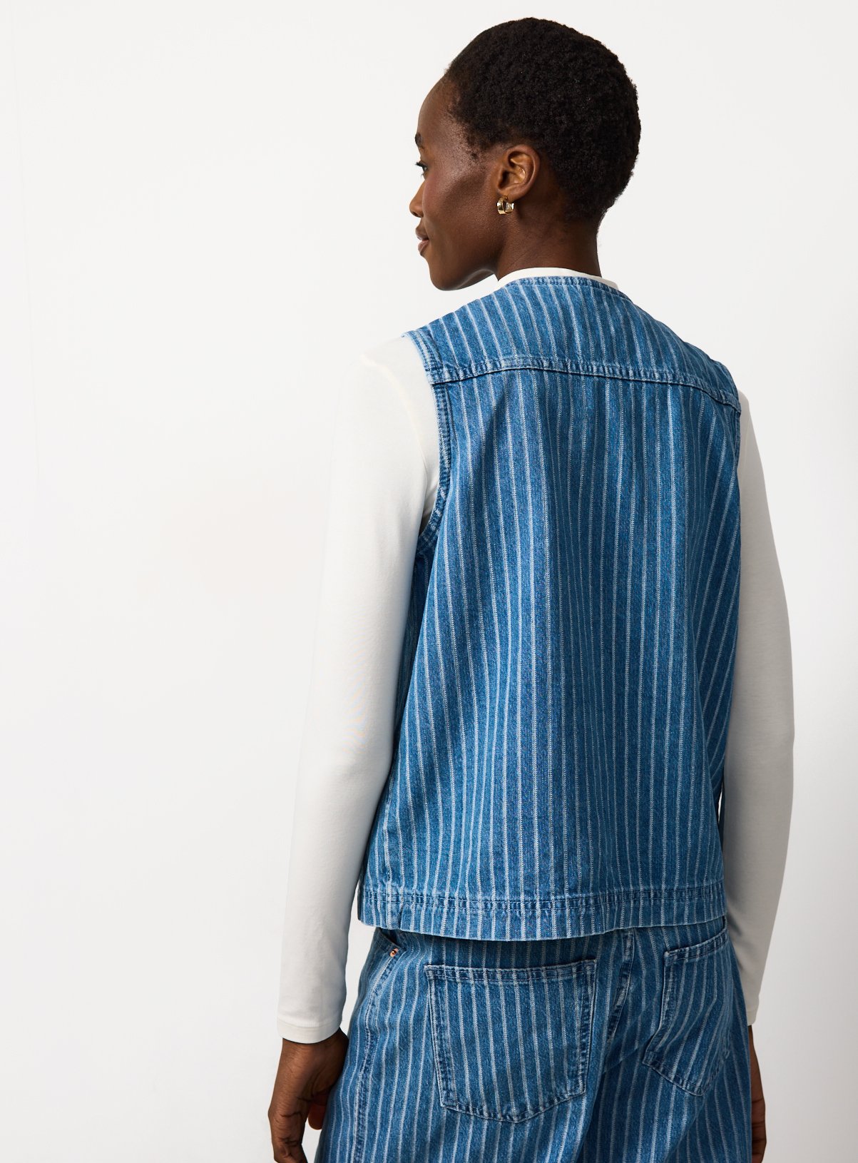 Mid Blue Striped Denim Co-ord Waistcoat 12 - Image 4 thumbnail